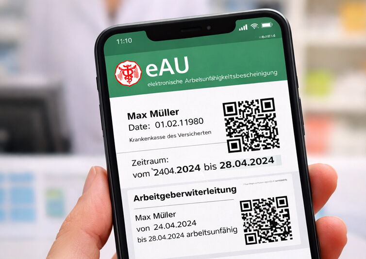 Foto einer eAU auf Handy