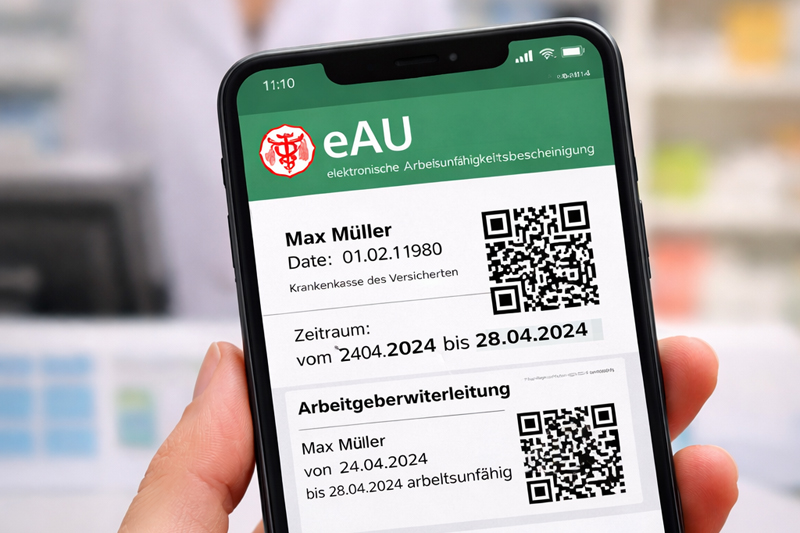 Foto einer eAU auf Handy